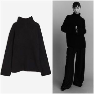 Black Rib Knit Mock Turtleneck Sweater (XL)